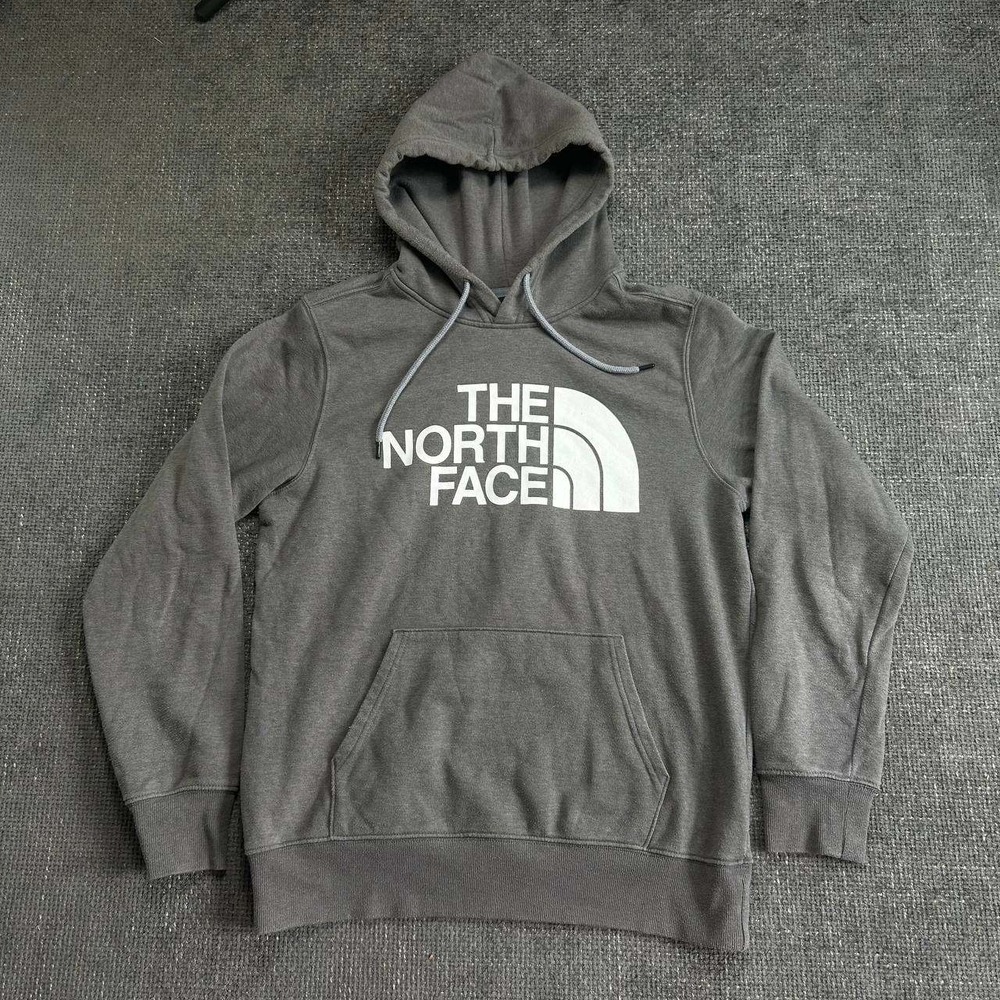 The North Face Hoodie Mens M Grey White Logo Pullover Sweatshirt Gorpcore